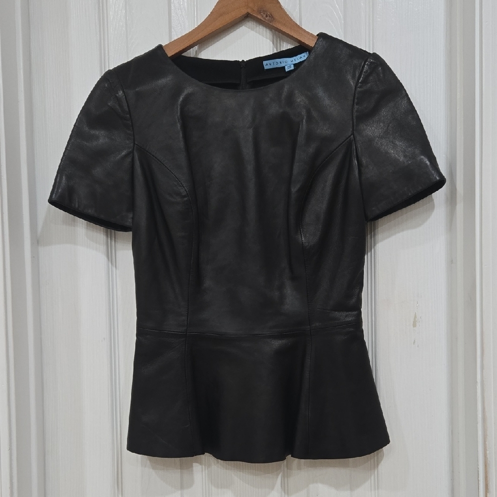 ANTONIO MELANI Black Leather Blouse